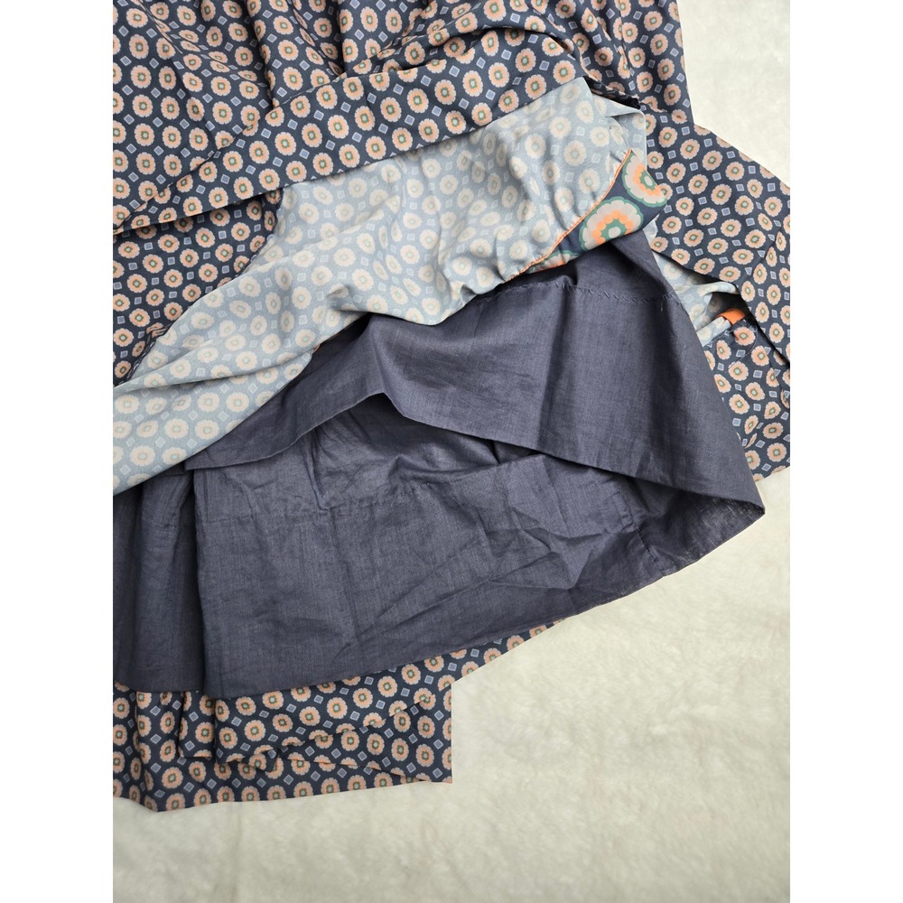 Gretchen Scott Ruffle Collar Tiered Maxi Dress‎ Blue Orange Geometric Floral S - Picture 10 of 12